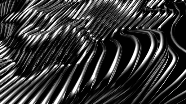 Black stylish metallic black background with lines and waves. 3d illustration, 3d rendering.