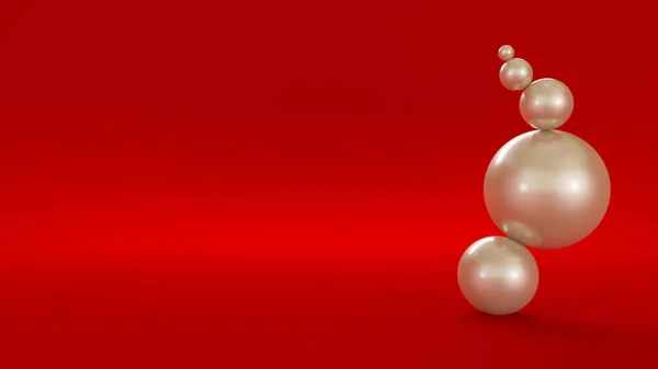 Красный 3d фон с белыми шарами — стоковое фото