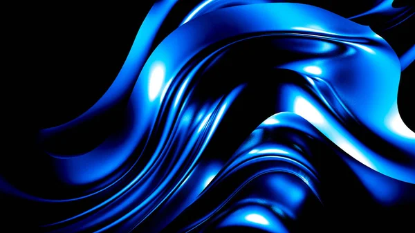 Элегантный темно-синий фон со складками и завитками. 3D иллюстрация, 3D рендеринг . — стоковое фото