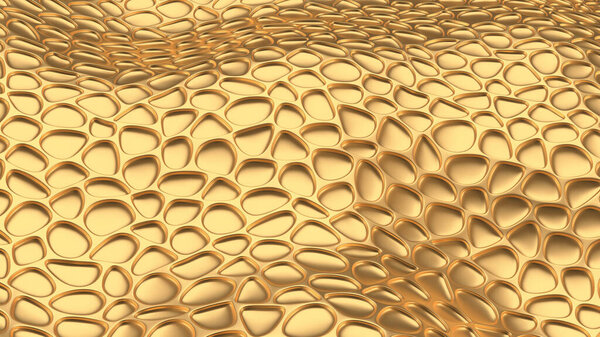 Luxury golden background with leather texture. 3d illustration, 3d rendering.