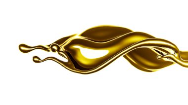 Kalın, altın bir sıvı. 3d illüstrasyon, 3d canlandırma.