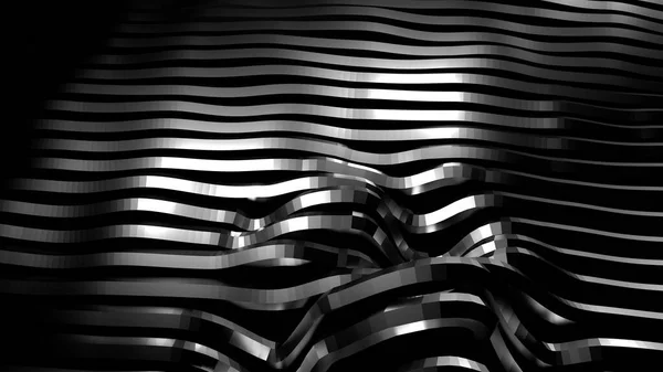 Black stylish metallic black background with lines and waves. 3d illustration, 3d rendering.