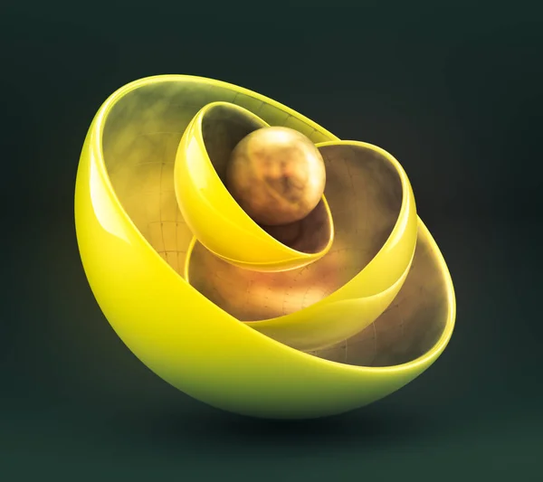 Fundo verde abstrato com bolas de metal. Ilustração 3d, renderização 3d . — Fotografia de Stock