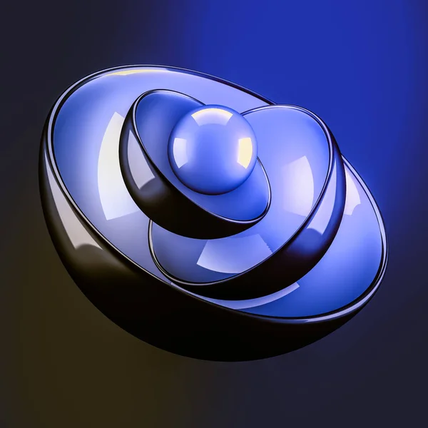 Fundo abstrato azul com bolas. Ilustração 3d, renderização 3d . — Fotografia de Stock