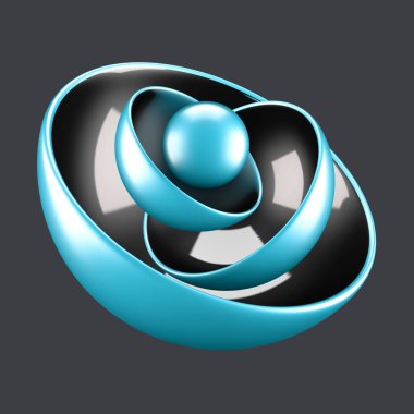 Turkuaz geometrik arka plan ve alışılmadık daire şekli. 3d illüstrasyon, 3d canlandırma.