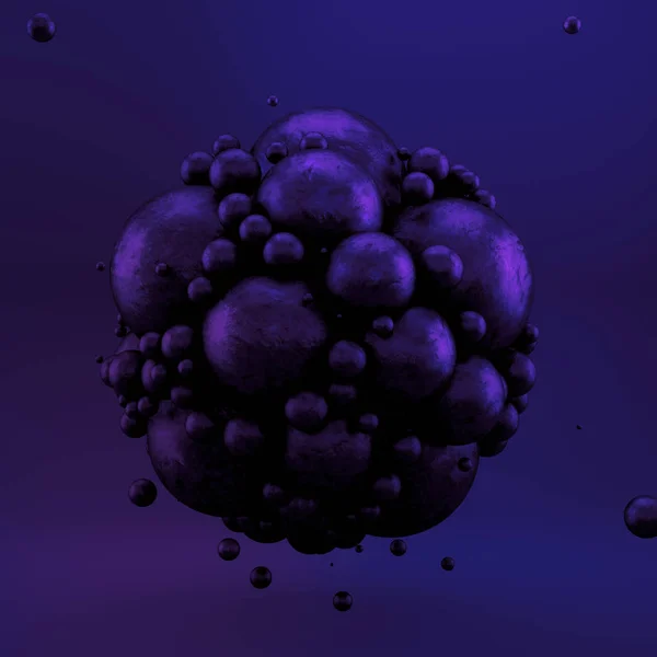 Fundo geométrico roxo com bolas. Ilustração 3d, renderização 3d . — Fotografia de Stock