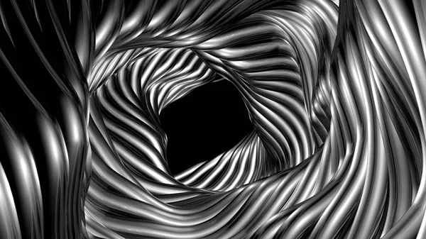 Black stylish metallic black background with lines and waves. 3d illustration, 3d rendering.