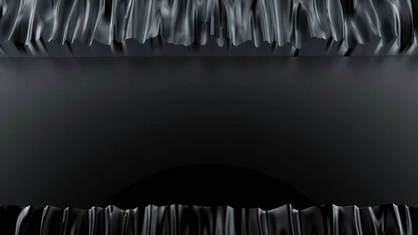 Fundo de tecido de cortinas preto de luxo. Ilustração 3d, renderização 3d . — Fotografia de Stock