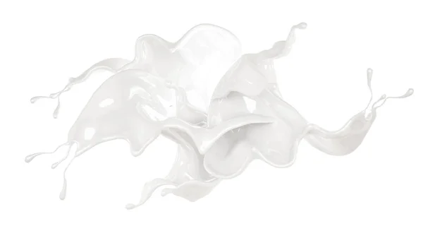 Salpicadura de líquido blanco grueso. Ilustración 3d, representación 3d . —  Fotos de Stock