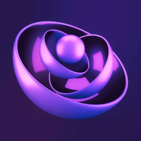 Fondo geométrico púrpura con bolas. Ilustración 3d, representación 3d . — Foto de Stock