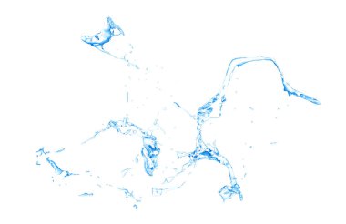 Beyaz bir arka plan üzerine sıçramasına su izole mavi splash. 3D Resim, 3d render.