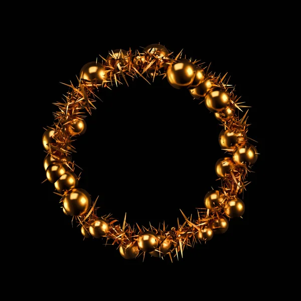 Ένα επίχρυσο στολισμένο χριστουγεννιάτικο δαχτυλίδι στολίδια. 3D απεικόνιση, 3d απόδοση. — Φωτογραφία Αρχείου