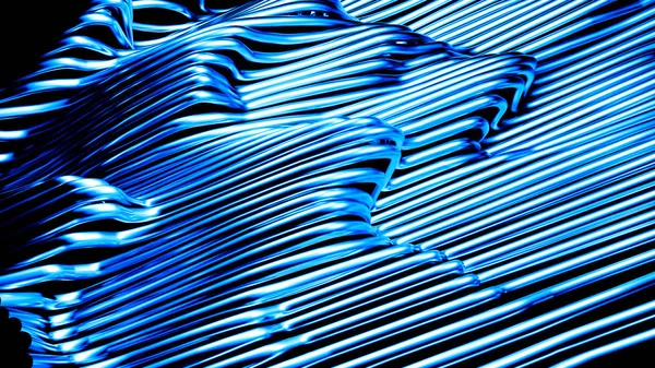 Elegante fondo metálico negro con líneas y ondas. Ilustración 3d, representación 3d . — Foto de Stock