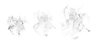 Beyaz bir arka plan üzerine sıçramasına su izole şeffaf sıçrama. 3D Resim, 3d render.