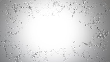 Siyah bir zemin üzerine su sıçrama. 3D Resim, 3d render