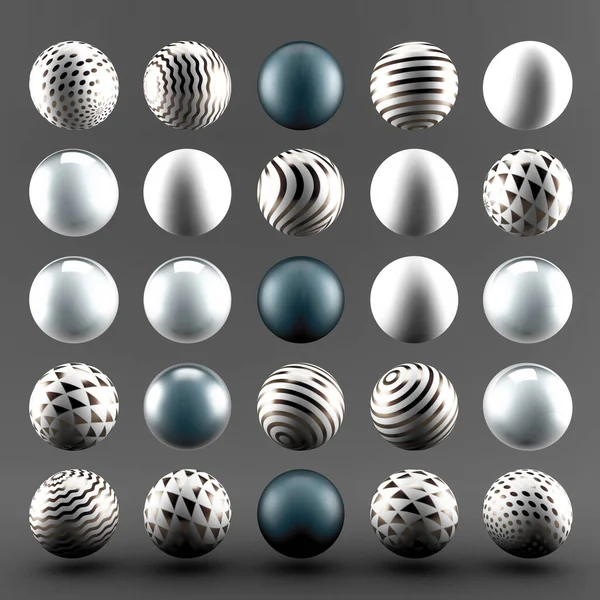 Szürke luxus háttér geometrikus formák labdák. 3D illusztráció, 3D-s renderelés. — Stock Fotó