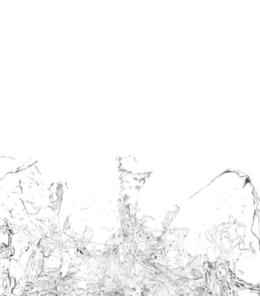 孤立的透明飞溅的水溅在白色的背景上。3d 图，3d 渲染. — 图库照片