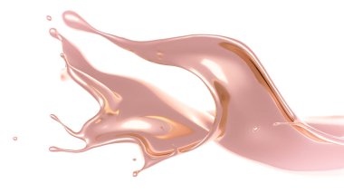 Kalın, altın bir sıvı. 3d illüstrasyon, 3d canlandırma.