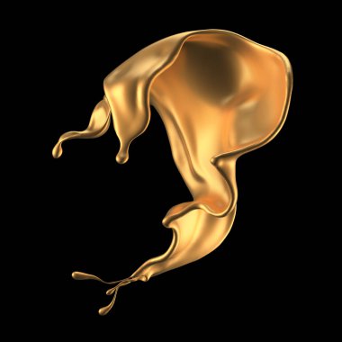 Gizemli, güzel, lüks altın sıçraması. 3d illüstrasyon, 3d