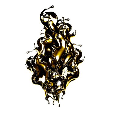 Kalın, altın bir sıvı. 3d illüstrasyon, 3d canlandırma.