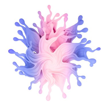 Çok renkli bir sıvı ya da boya serpintisi. 3d illüstrasyon