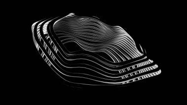 Çizgileri ve dalgaları olan siyah metalik bir arka plan. 3d