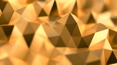 Altın kristal arka plan. 3d illüstrasyon, 3d canlandırma.