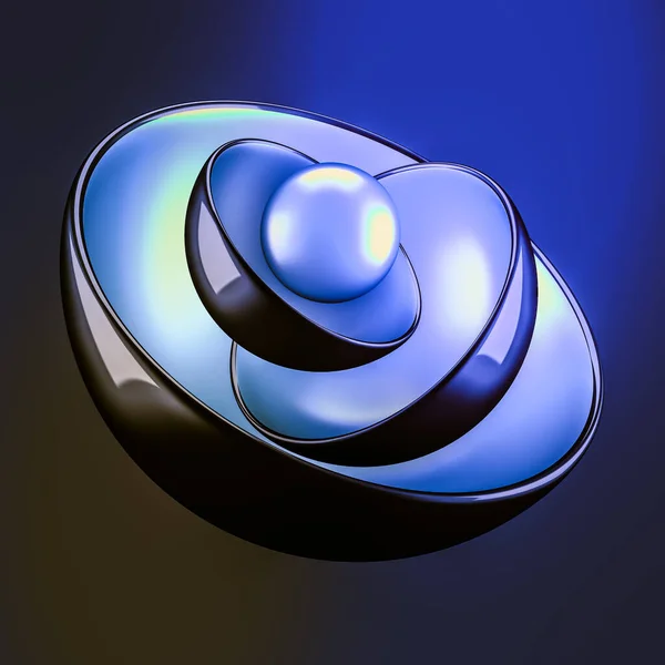 Blauwe abstracte achtergrond met ballen. 3d illustratie, 3d renderi — Stockfoto