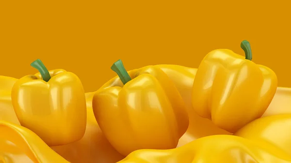 Beautiful, abstract yellow background with pepper and a splash o — Stock Photo, Image