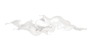 Bir tutam kalın beyaz sıvı. 3d illüstrasyon, 3d canlandırma.