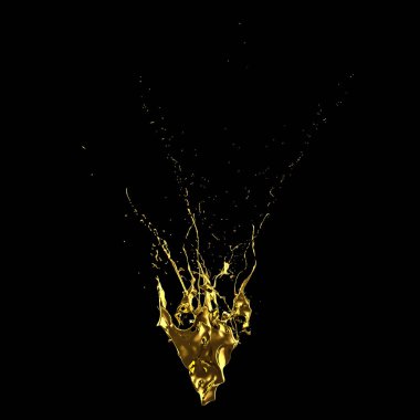 Kalın, altın bir sıvı. 3d illüstrasyon, 3d canlandırma.