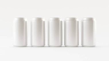 Beyaz alüminyum kutularla arka plan