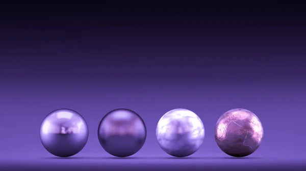 Purple geometric background with balls. 3d illustration, 3d rendering.