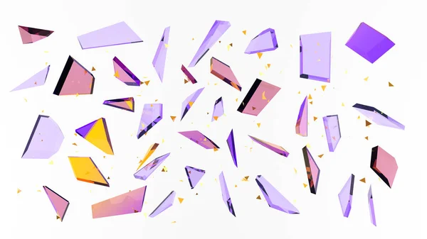 Fondo blanco abstracto con fragmentos de vidrio aislados y purpurina. Ilustración 3d, representación 3d . —  Fotos de Stock