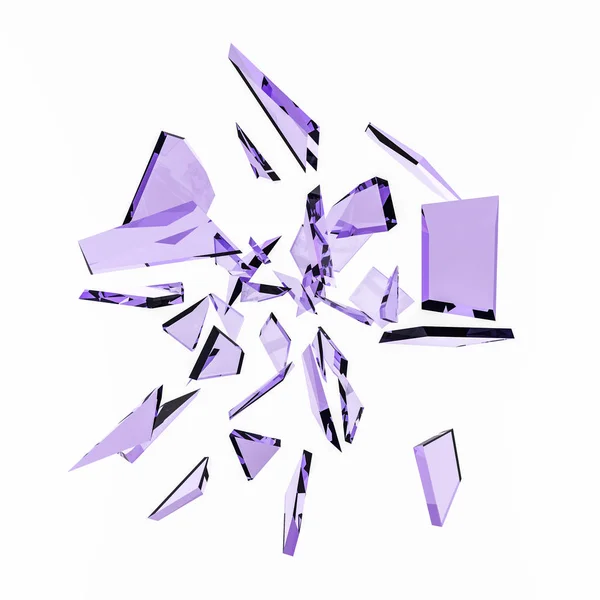 Fondo blanco abstracto con fragmentos de vidrio aislados y purpurina. Ilustración 3d, representación 3d . — Foto de Stock