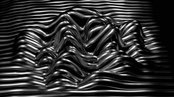 Black stylish metallic black background with lines and waves. 3d illustration, 3d rendering.