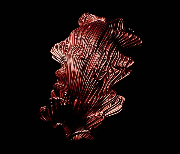 Stylish red metallic black background with lines and waves. 3d illustration, 3d rendering.