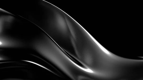 주름, 휘장 및 소용돌이가 있는 아름다운 검은 바탕 이 있다. 3D 삽화 , 3D 렌더링. — 스톡 사진