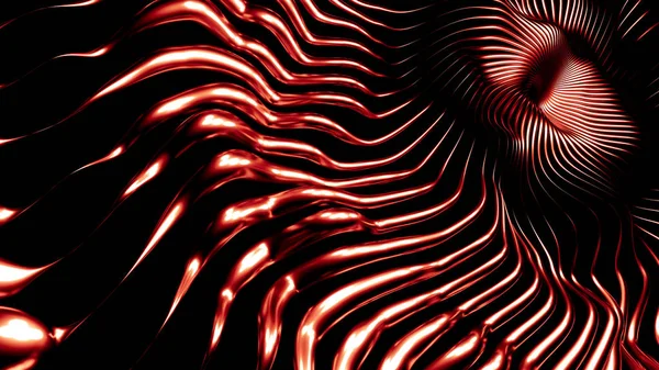 Stylish red metallic black background with lines and waves. 3d illustration, 3d rendering.