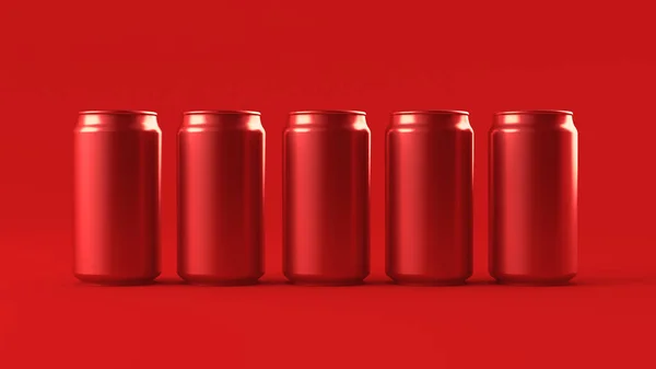 Piros háttér alumínium dobozok — Stock Fotó