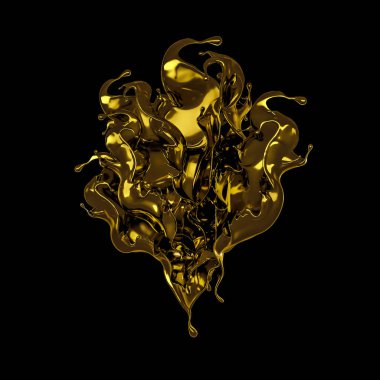 Kalın, altın bir sıvı. 3d illüstrasyon, 3d canlandırma.
