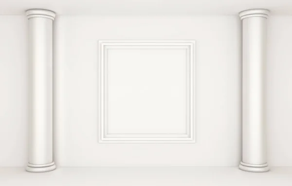 Witte achtergrond met kolommen en frame — Stockfoto