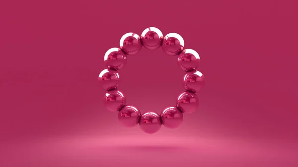 Fundo rosa com um círculo de bolas — Fotografia de Stock