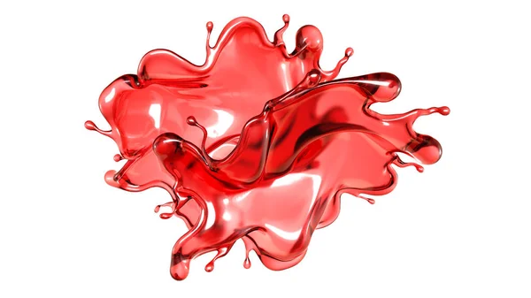Μια βουτιά ενός διαφανούς κόκκινου υγρού σε λευκό φόντο. 3D απεικόνιση, 3d απόδοση. — Φωτογραφία Αρχείου