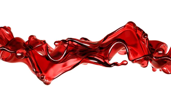 A splash of a transparent red liquid on a white background. 3d i — Stock Photo, Image