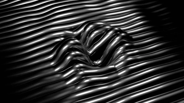 黑色时尚金属黑色背景与线条和波浪。 3d — 图库照片