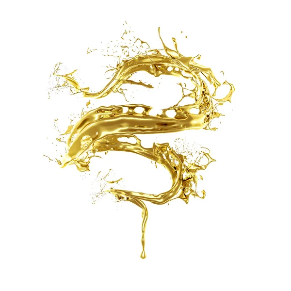 stock image A splash of thick, golden liquid. 3d illustration, 3d rendering.