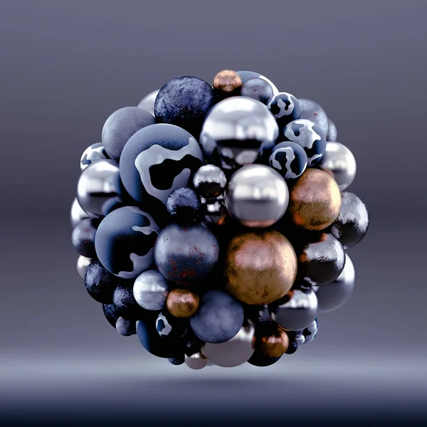 Purple geometric background with balls. 3d illustration, 3d rend — ストック写真
