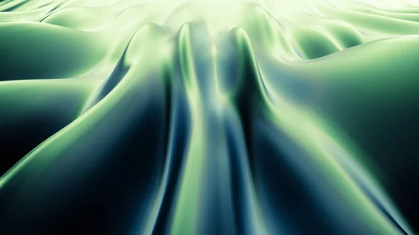 Luxury sfondo tessuto drappeggio verde. Illustrazione 3d, 3d rend — Foto Stock