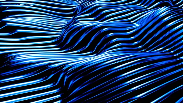 Elegante fondo metálico negro con líneas y ondas. 3d illus — Foto de Stock